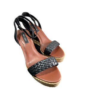 Preppy White House Black Market Womens 10M Espadrilles Stacked Wedge Boho Heels